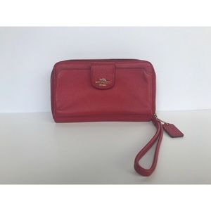 Coach red leather wallet